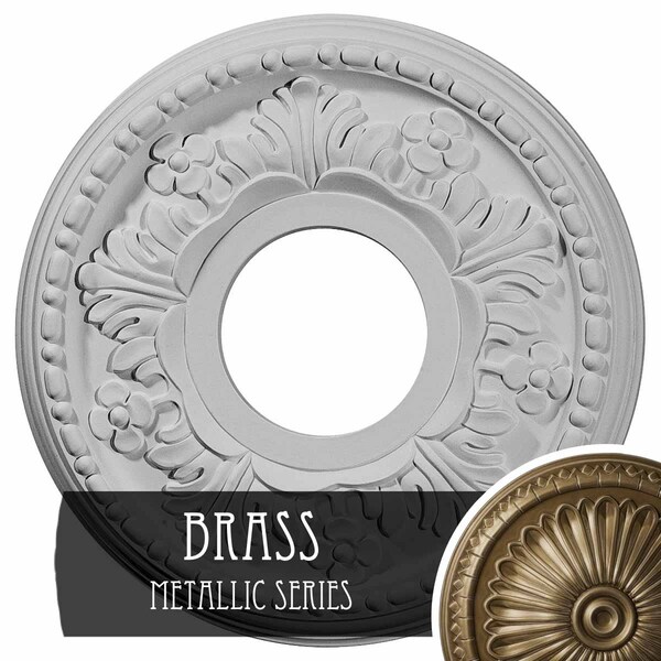 Ekena Millwork Helene Ceiling Medallion (Fits Canopies up to 5 1/4"), 11 7/8"OD x 3 5/8"ID x 7/8"P, Brass CM11HEBRS - main
